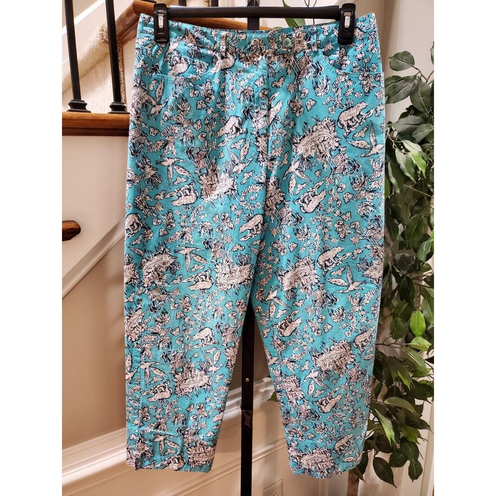 Etcetera Women's Blue Cotton Mid Rise Straight Legs Casual Pant Size 14‎